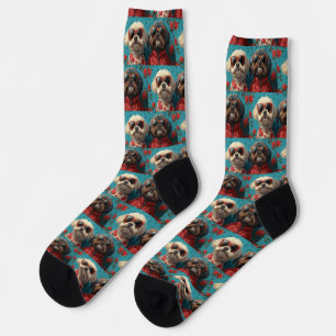 Shih Tzu mit Herz Rosen Valentinstag  Socken