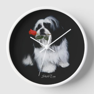 Shih Tzu mit Rose Uhr