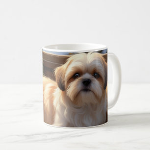 Shih Tzu mit Weihnachtsbeleuchtung Urlaub Kaffeetasse