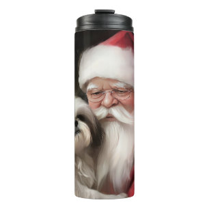 Shih Tzu mit Weihnachtsmann Festives Weihnachten Thermosbecher
