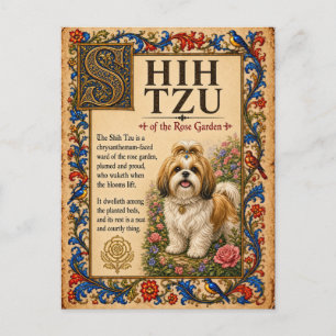 Shih Tzu, mittelalterliche Bestiarien-Kunst Postkarte