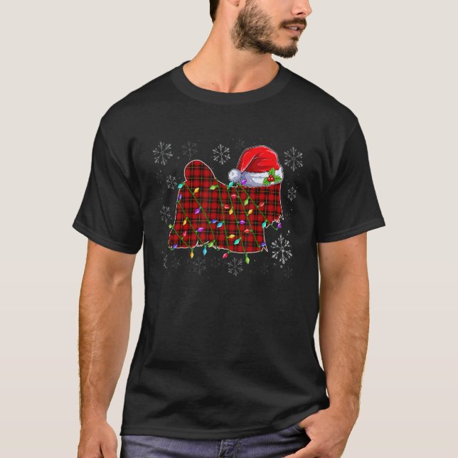 Shih Tzu Mom Hat Santa Plaid Dog Mom   Snow Christ T-Shirt (Vorderseite)