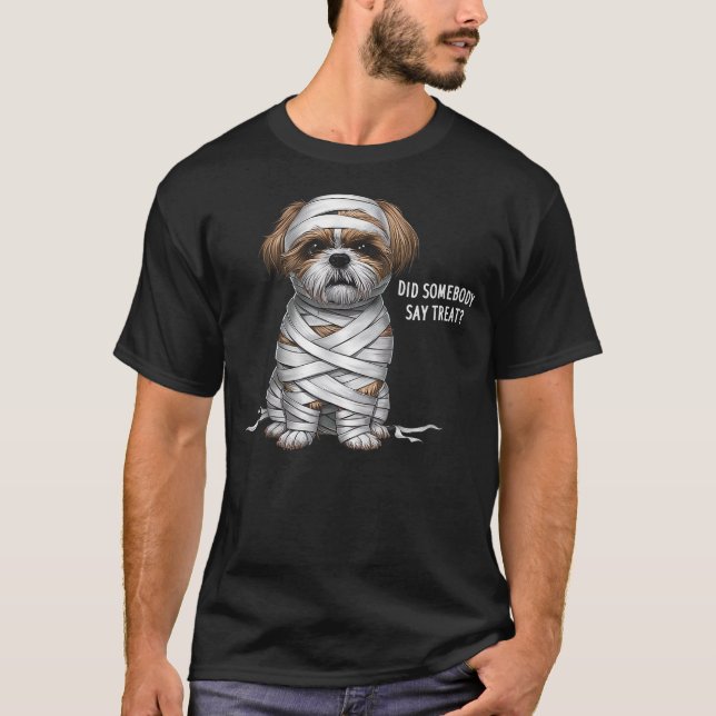 Shih Tzu Mumien Halloween Hund T-Shirt (Vorderseite)