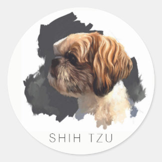 Shih Tzu Original Fine Art Round Aufkleber