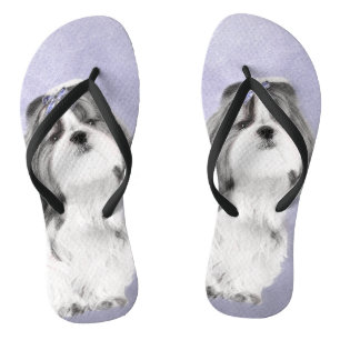 Shih Tzu Painting - Niedliche Hundekunst Flip Flops