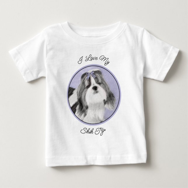 Shih Tzu Painting - Niedliche Original Dog Art Baby T-shirt (Vorderseite)