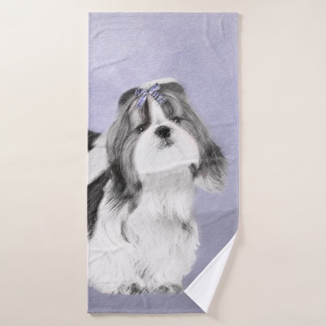 Shih Tzu Painting - Niedliche Original Dog Art Badhandtuch Set (Badehandtuch)