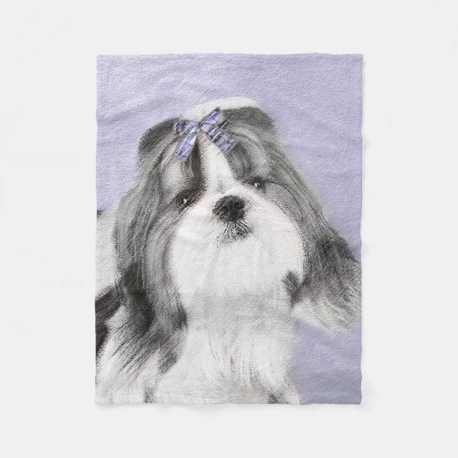 Shih Tzu Painting - Niedliche Original Dog Art Fleecedecke (Vorderseite)