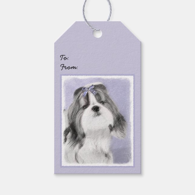 Shih Tzu Painting - Niedliche Original Dog Art Geschenkanhänger (Vorderseite)