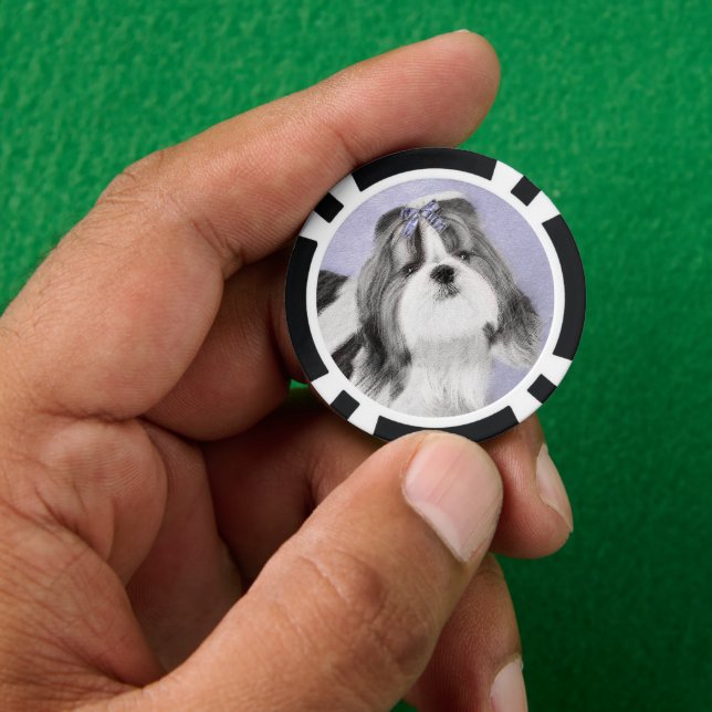 Shih Tzu Painting - Niedliche Original Dog Art Pokerchips (Hand)