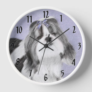 Shih Tzu Painting - Niedliche Original Dog Art Uhr