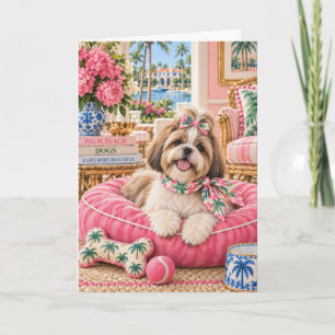 Shih Tzu Palm Beach Grußkarte Karte