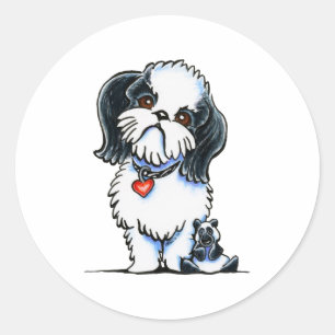 Shih Tzu Panda Runder Aufkleber