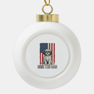 Shih Tzu Papa patriotisches Flagge Vintage Hundesh Keramik Kugel-Ornament