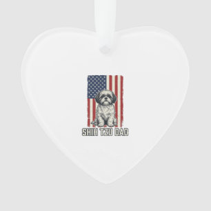 Shih Tzu Papa patriotisches Flagge Vintage Hundesh Ornament