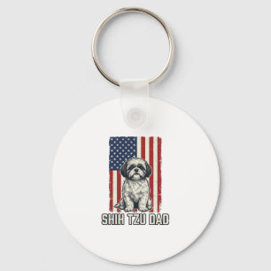 Shih Tzu Papa patriotisches Flagge Vintage Hundesh Schlüsselanhänger