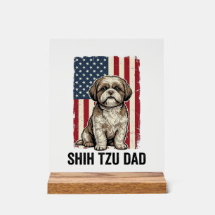 Shih Tzu Papa Patriotisches Vintage Hund-Shirt Des Acrylschild