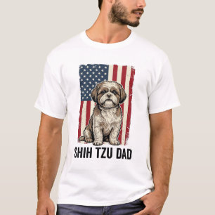Shih Tzu Papa Patriotisches Vintage-Hund-Shirt-Des T-Shirt