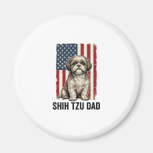 Shih Tzu Papa Patriotisches Vintage-Hunde-Shirt-De Magnet