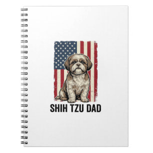 Shih Tzu Papa Patriotisches Vintage-Hunde-Shirt-De Notizblock