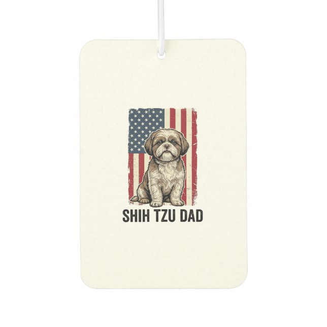Shih Tzu Papa Patriotisches Vintage Hundeshirt Des Autolufterfrischer (Vorderseite)