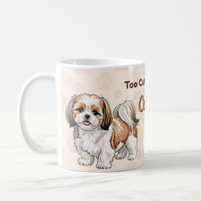 Shih Tzu Pattern Mug – Cute Small Dog Illustration Kaffeetasse (Links)