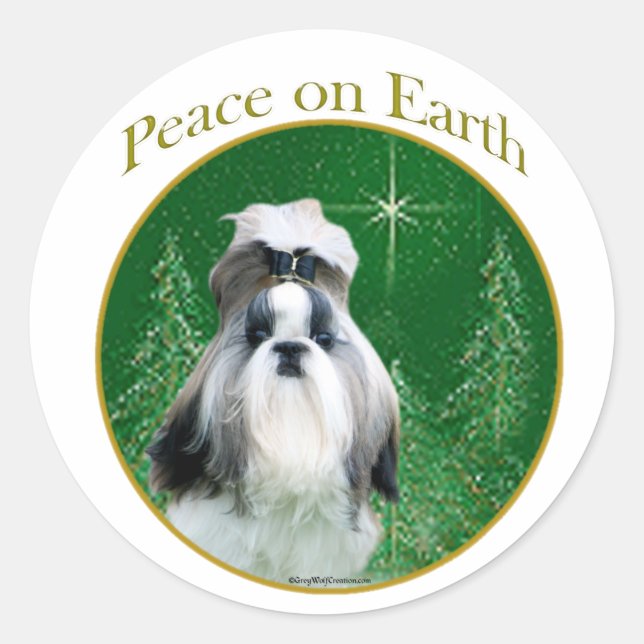 Shih Tzu Peace Runder Aufkleber (Vorderseite)