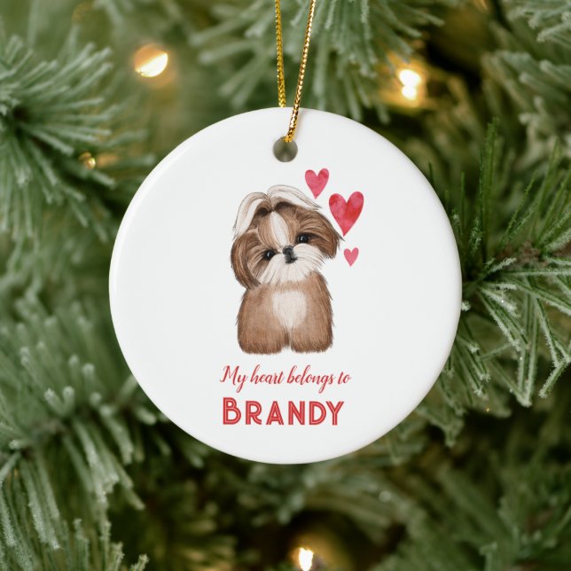 Shih Tzu Personalisiert mein Herz Keramik Ornament (Baum)