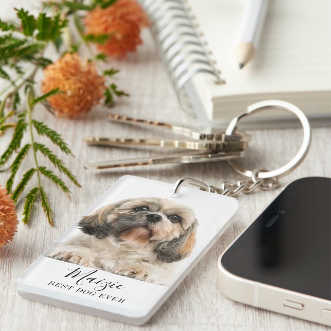Shih Tzu Personalisiert Pet Dog Foto Schlüsselanhänger (Vorderseite rechts)