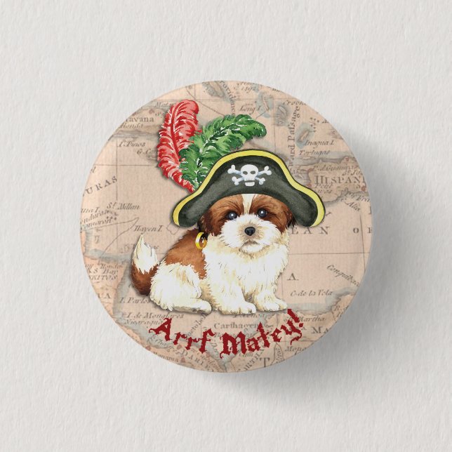 Shih Tzu Pirate Button (Vorderseite)