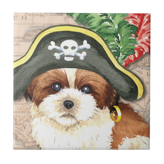 Shih Tzu Pirate Fliese (Vorderseite)