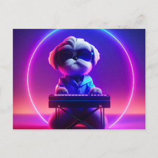 Shih Tzu Playing Piano Postkarte