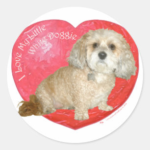 Shih Tzu / Poodle-Mischling Valentinstag Runder Aufkleber