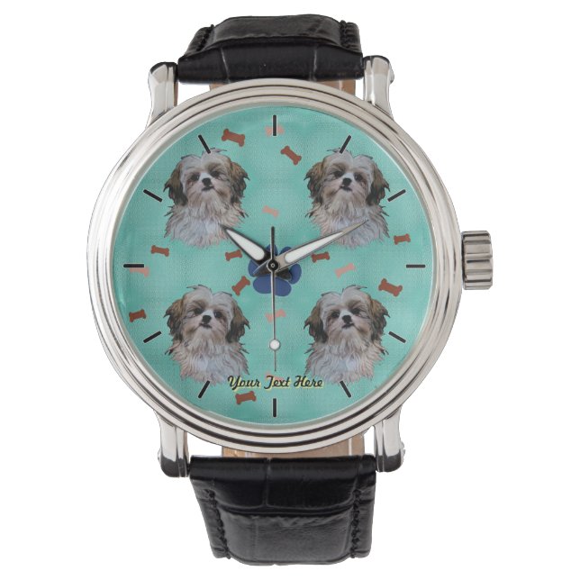 Shih Tzu Portrait Armbanduhr (Vorderseite)