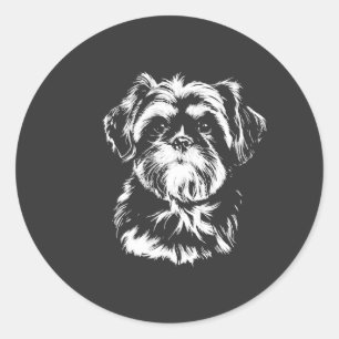 Shih Tzu-Porträt Minimalistische Bekleidung Runder Aufkleber