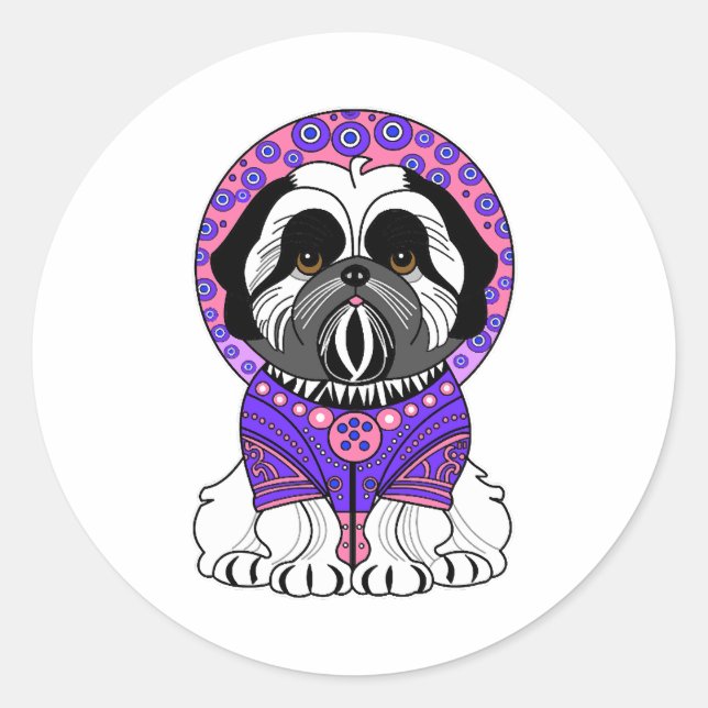Shih Tzu Princess Runder Aufkleber (Vorderseite)