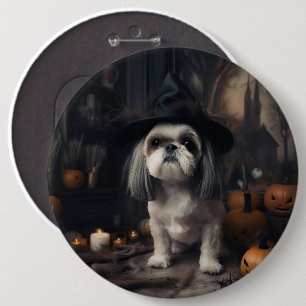 Shih Tzu Pumpkins Halloween Beängstigend Button