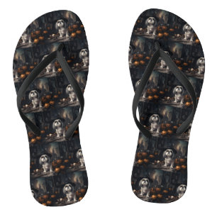 Shih Tzu Pumpkins Halloween Beängstigend Flip Flops
