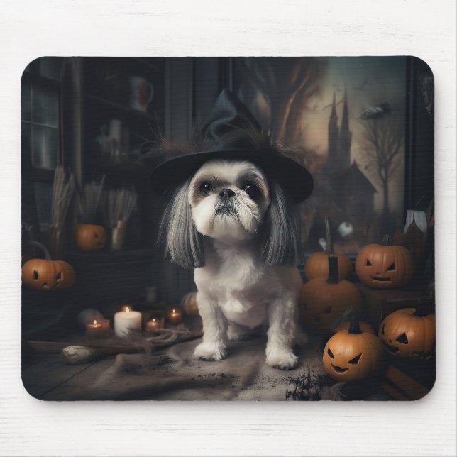 Shih Tzu Pumpkins Halloween Beängstigend Mousepad (Vorne)