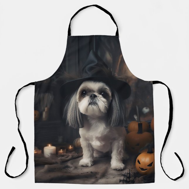 Shih Tzu Pumpkins Halloween Beängstigend Schürze (Vorderseite)