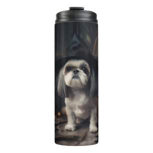 Shih Tzu Pumpkins Halloween Beängstigend Thermosbecher