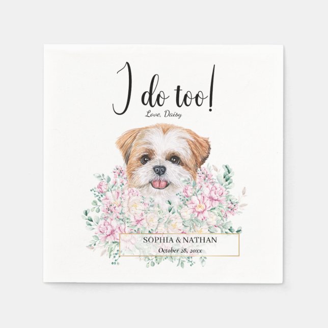 Shih Tzu Puppy Dog Wedding Cocktail Napkins Serviette (Vorderseite)