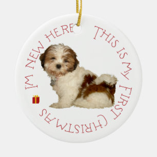 Shih Tzu Puppy First Christmas Keramikornament