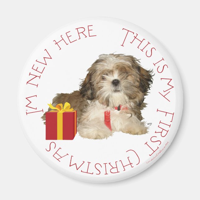 Shih Tzu Puppy First Christmas Magnet (Vorne)