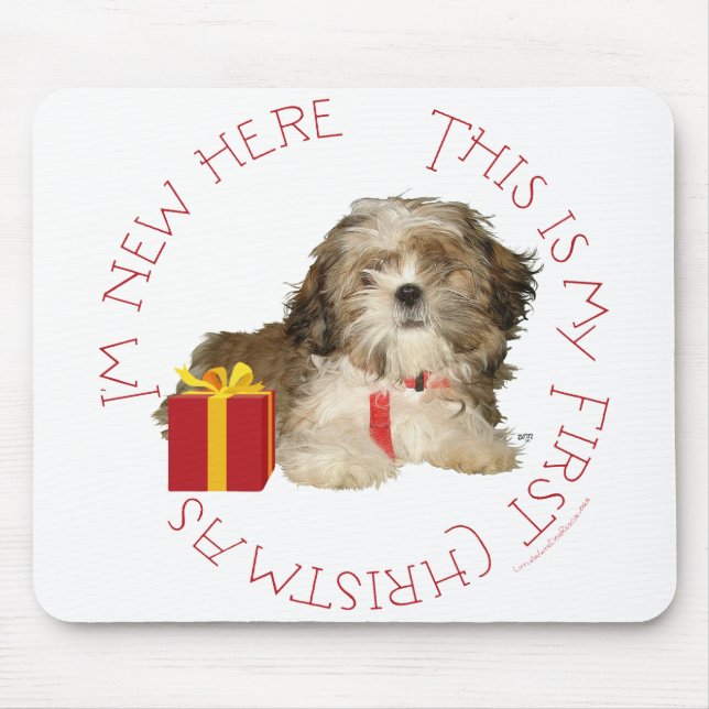 Shih Tzu Puppy First Christmas Mousepad (Vorne)