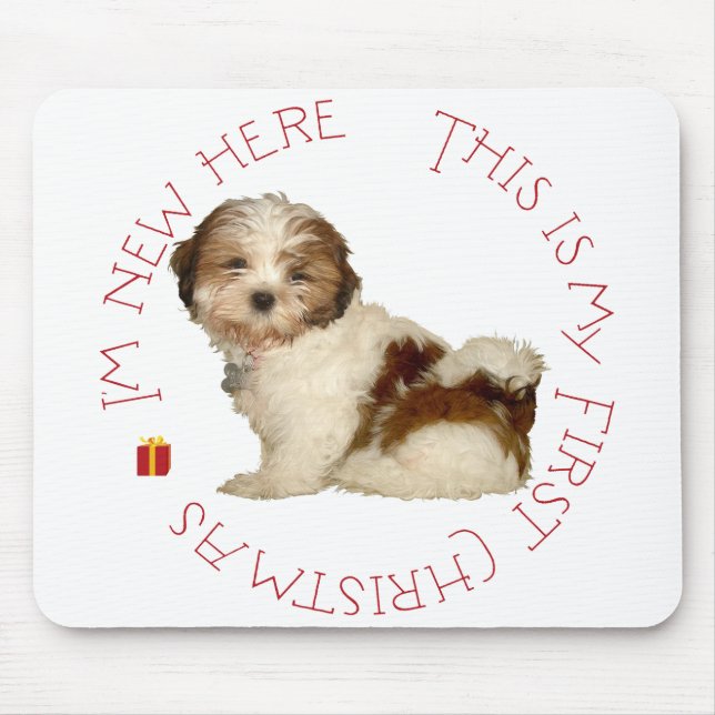 Shih Tzu Puppy First Christmas Mousepad (Vorne)