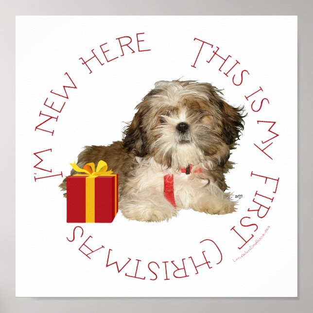 Shih Tzu Puppy First Christmas Poster (Vorne)