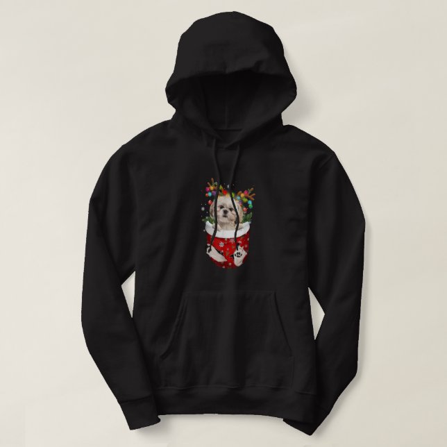 Shih Tzu Reindeer in Pocket Christmas Dog Lovers P Hoodie (Design vorne)