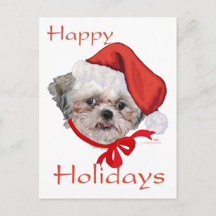 Shih Tzu Rescue Hund Happy Holidays Feiertagspostkarte