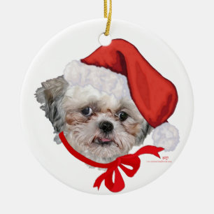 Shih Tzu Rettungshund Frohe Feiertage Keramik Ornament
